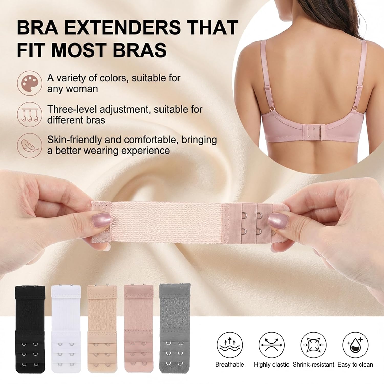 Qianyu Soft Elastic Bra Extender 2 Hook — image 6
