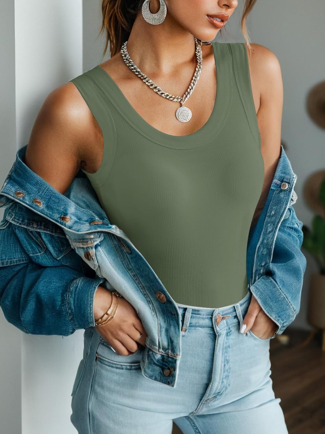 Ninee Ribbed Cami Tank with Built-in Bra — image 3