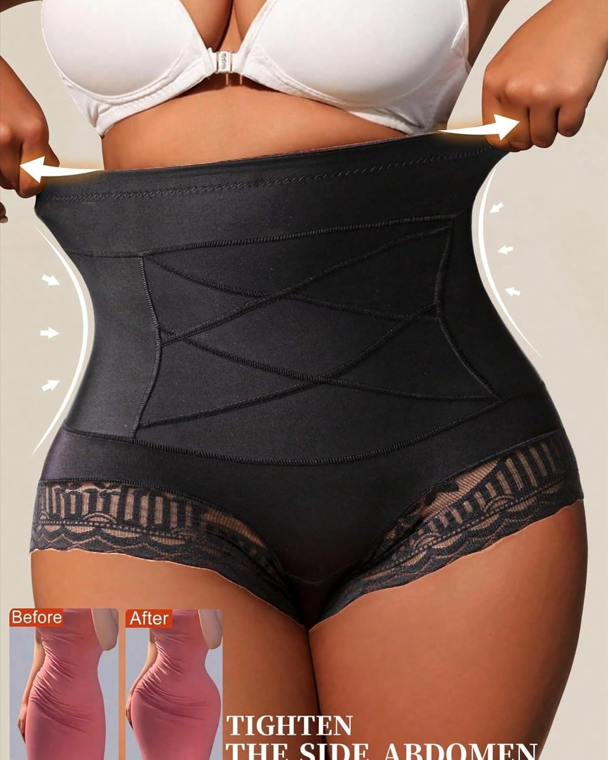 Plus Size Seamless Lace Tummy Control Panty — image 2