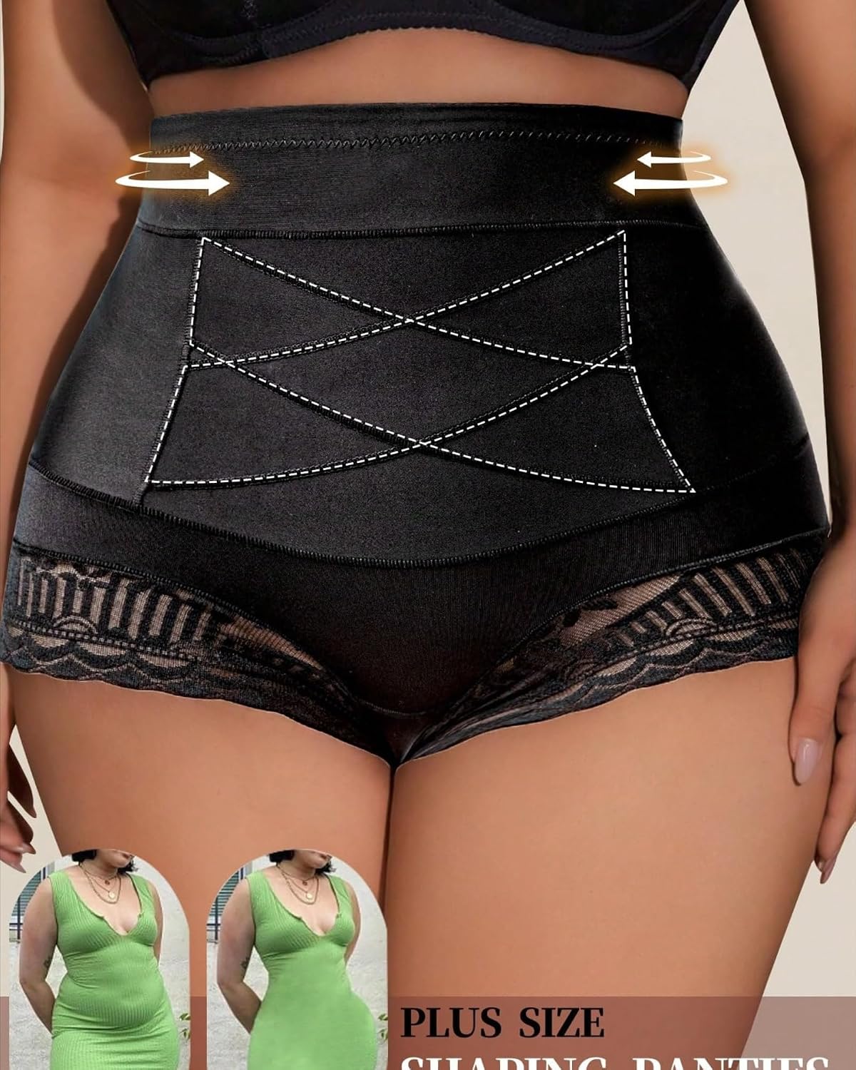 Plus Size Seamless Lace Tummy Control Panty — image 4