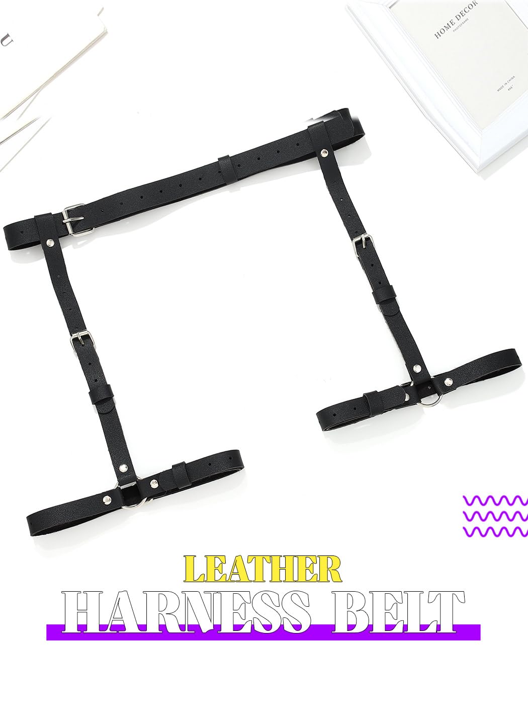 Yonamix Black Leather Thigh Harness Garter Belt — image 2