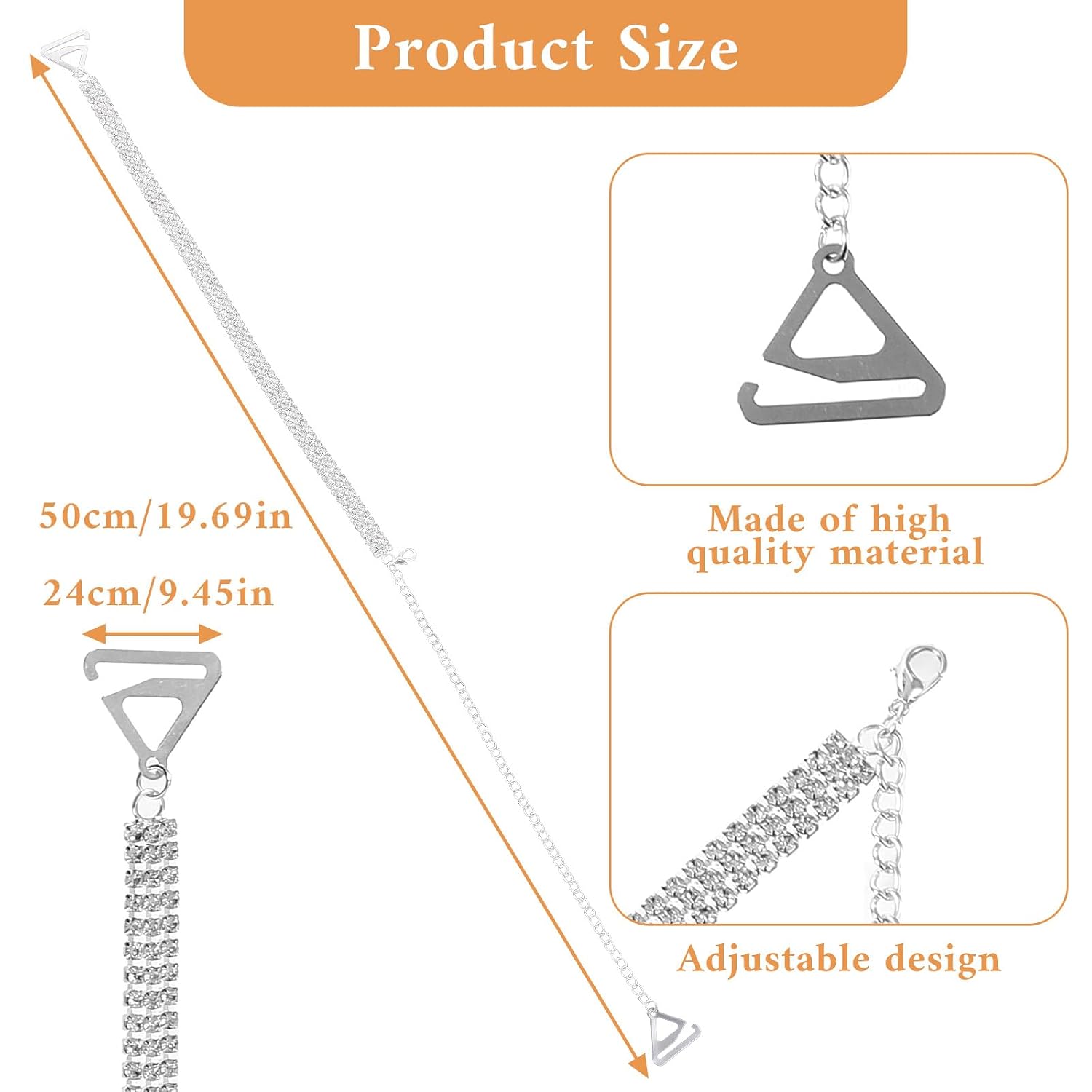 Rhinestone Crystal Bra Straps for Women — image 4
