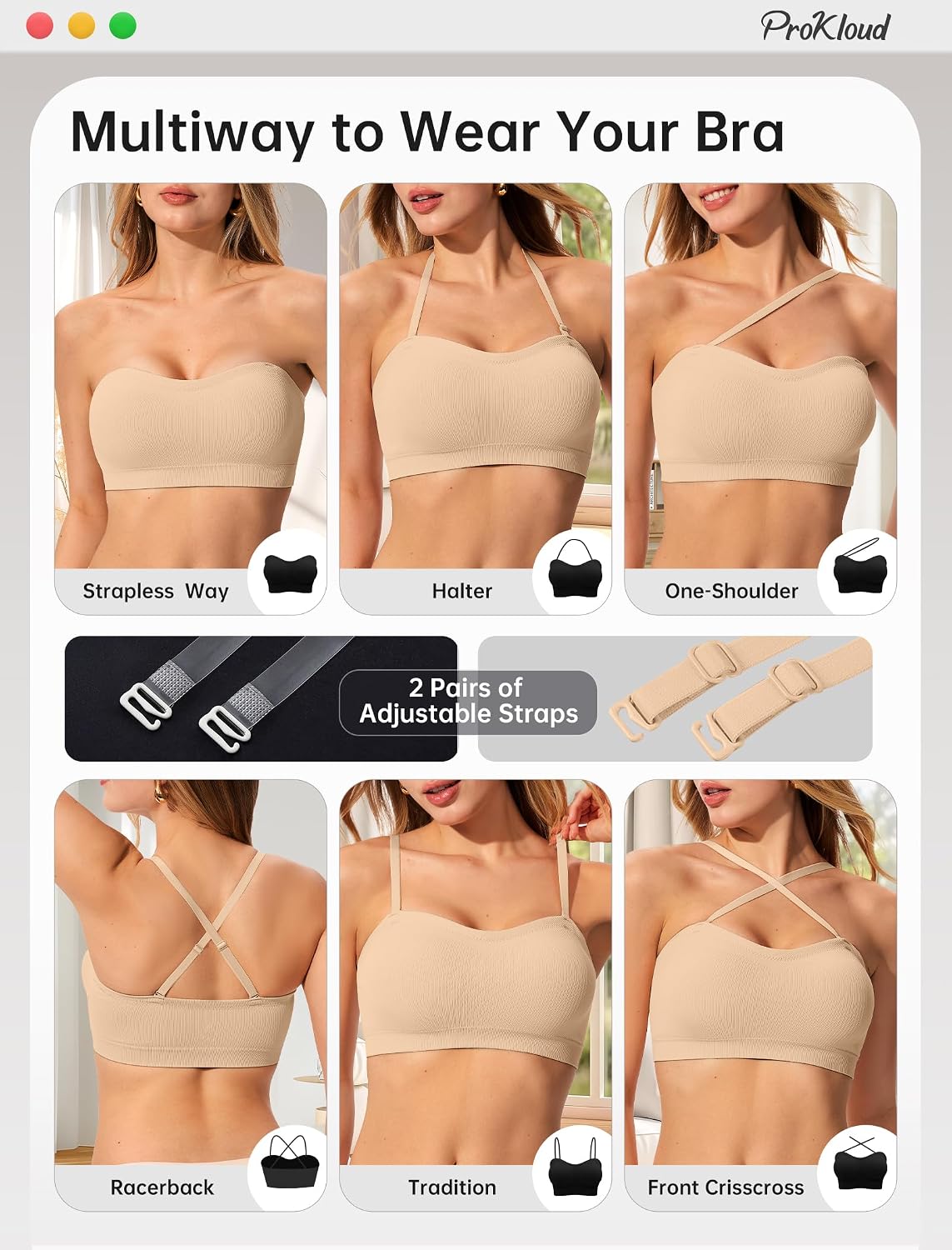 ProKloud Non-Slip Strapless Bandeau Push Up Bra — image 5
