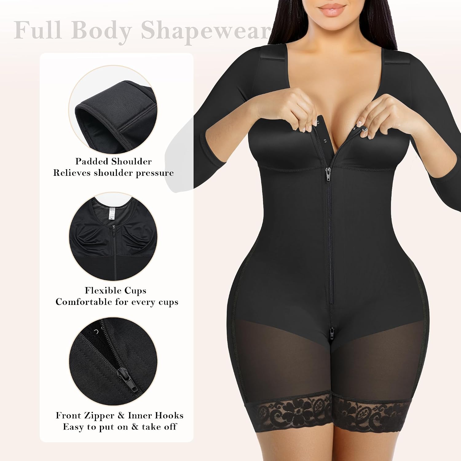 YIANNA Full Body Shaper with Arm Compression — image 3