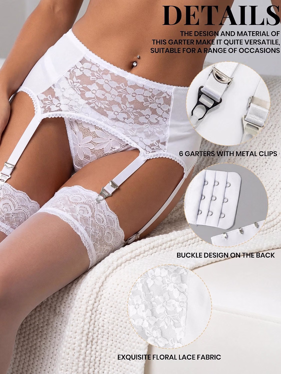 Eagerlove Women's High Waisted Lace Garter Belt — image 2