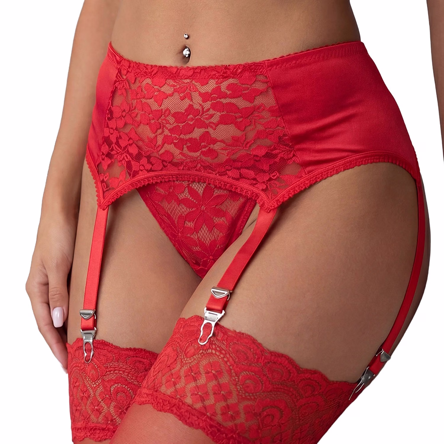 Eagerlove Women's High Waisted Lace Garter Belt — image 8