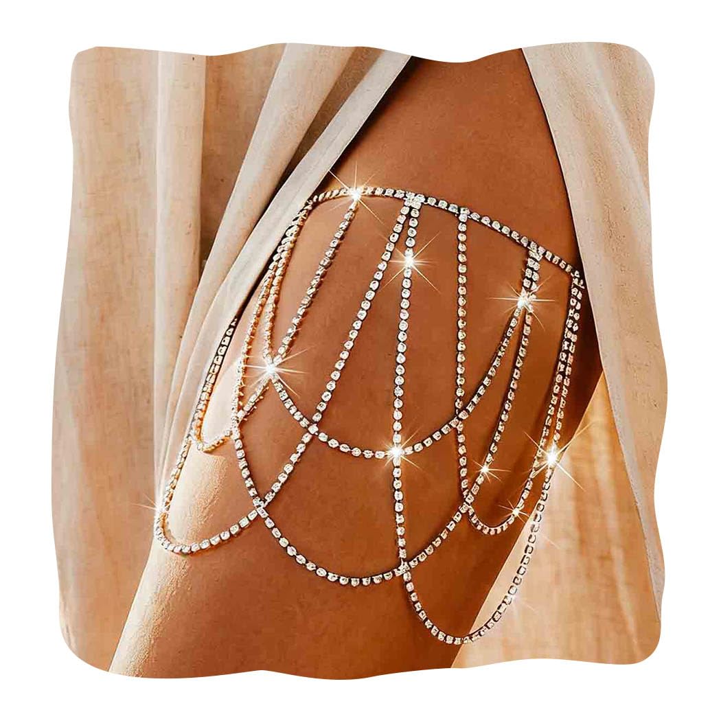 EVAZEN Rhinestone Thigh Garter Body Chain