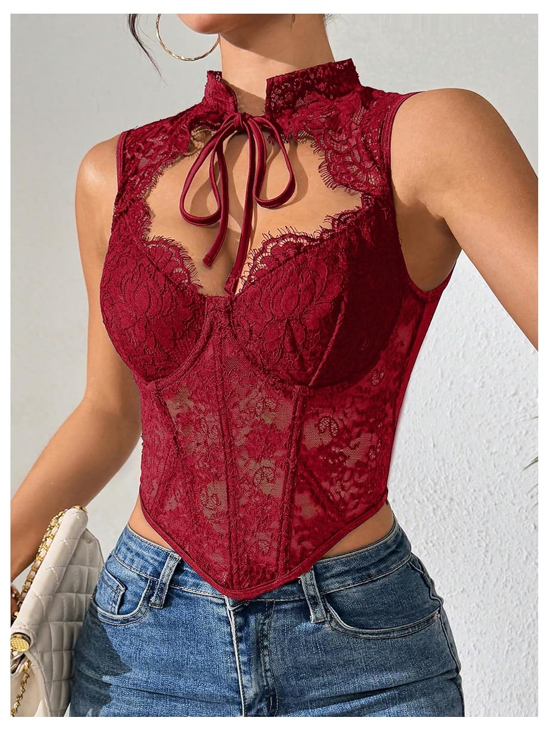 SweatyRocks Floral Lace Cut Out Corset Crop Top — image 2