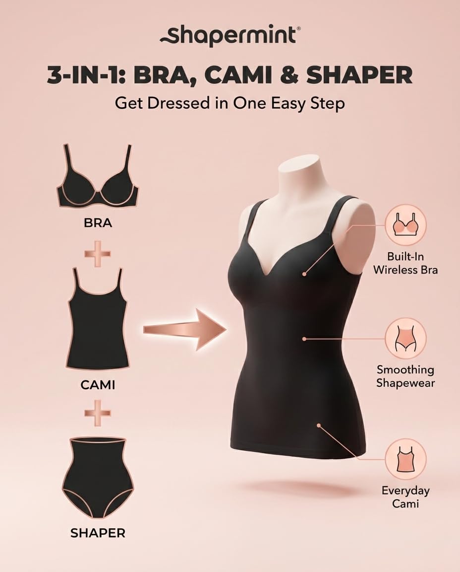 SHAPERMINT Sweetheart Shapewear Cami with Built-In Bra — image 3