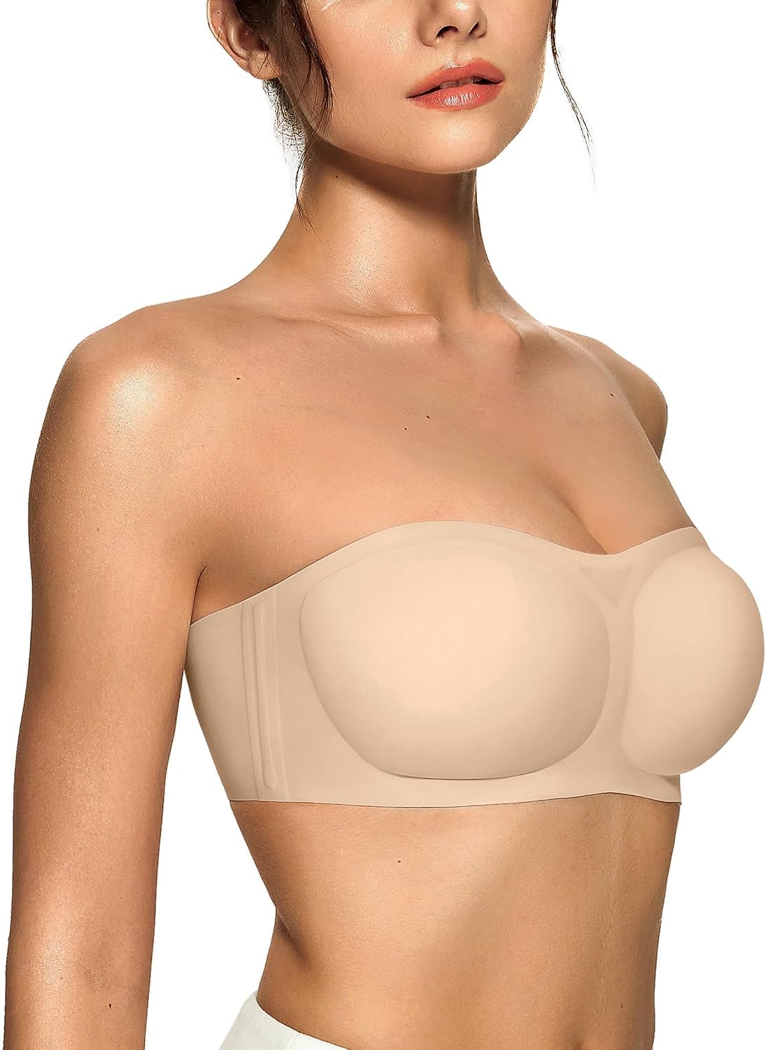 OEAK Womens Strapless Jelly Bras Push Up Padded Bandeau Wireless Half Bra | no underwire,comfortable,no show,Seamless,non slip,invisible,supportive,tube bra,half bra,small breasts,gel