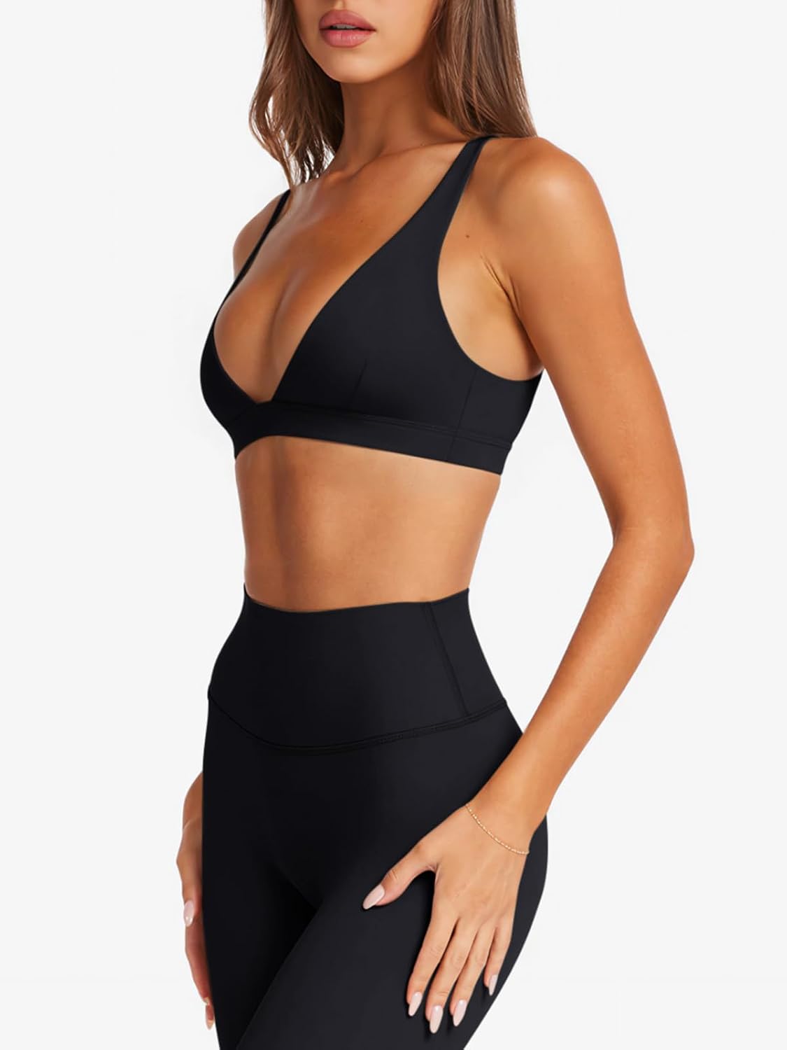 LASLULU Women's Deep V-Neck Backless Sports Bra — image 2