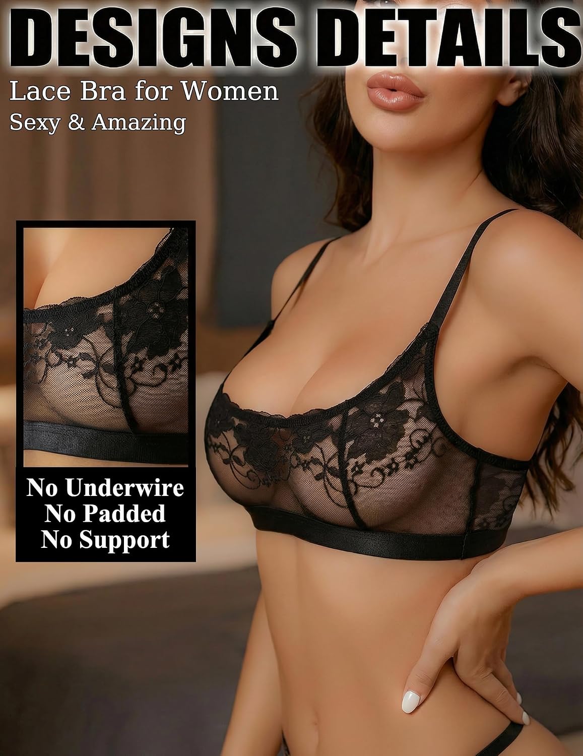 BFTBTY Sheer Mesh Floral Lace Bralette — image 2