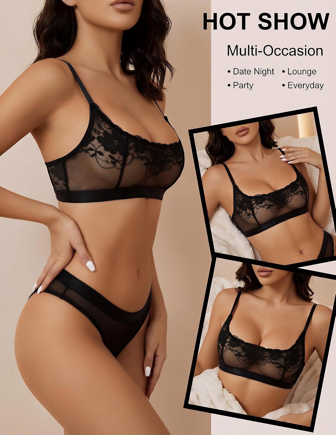 BFTBTY Sheer Mesh Floral Lace Bralette — image 3