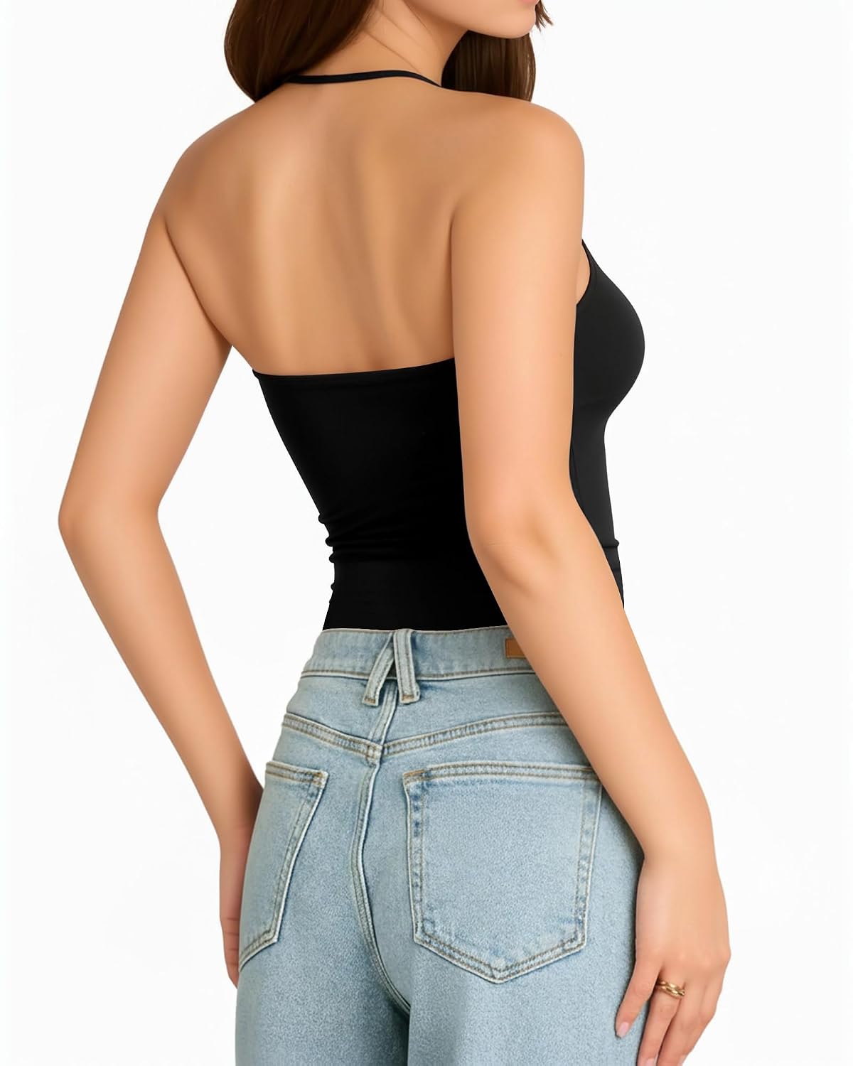 MANGOPOP Women's Halter V Neck Backless Cami Top — image 4