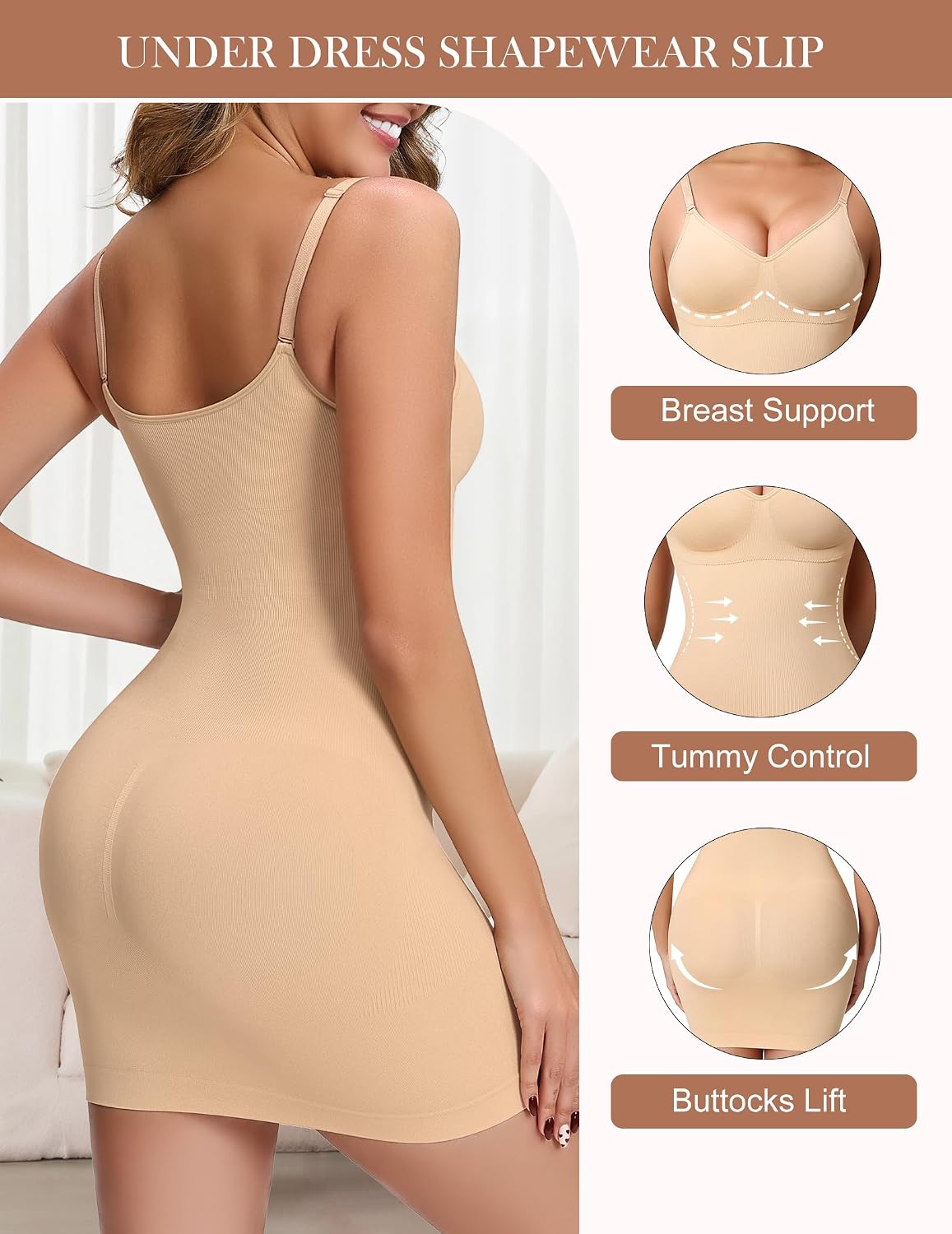 HEPOE V-Neck Tummy Control Shapewear Slip — image 4