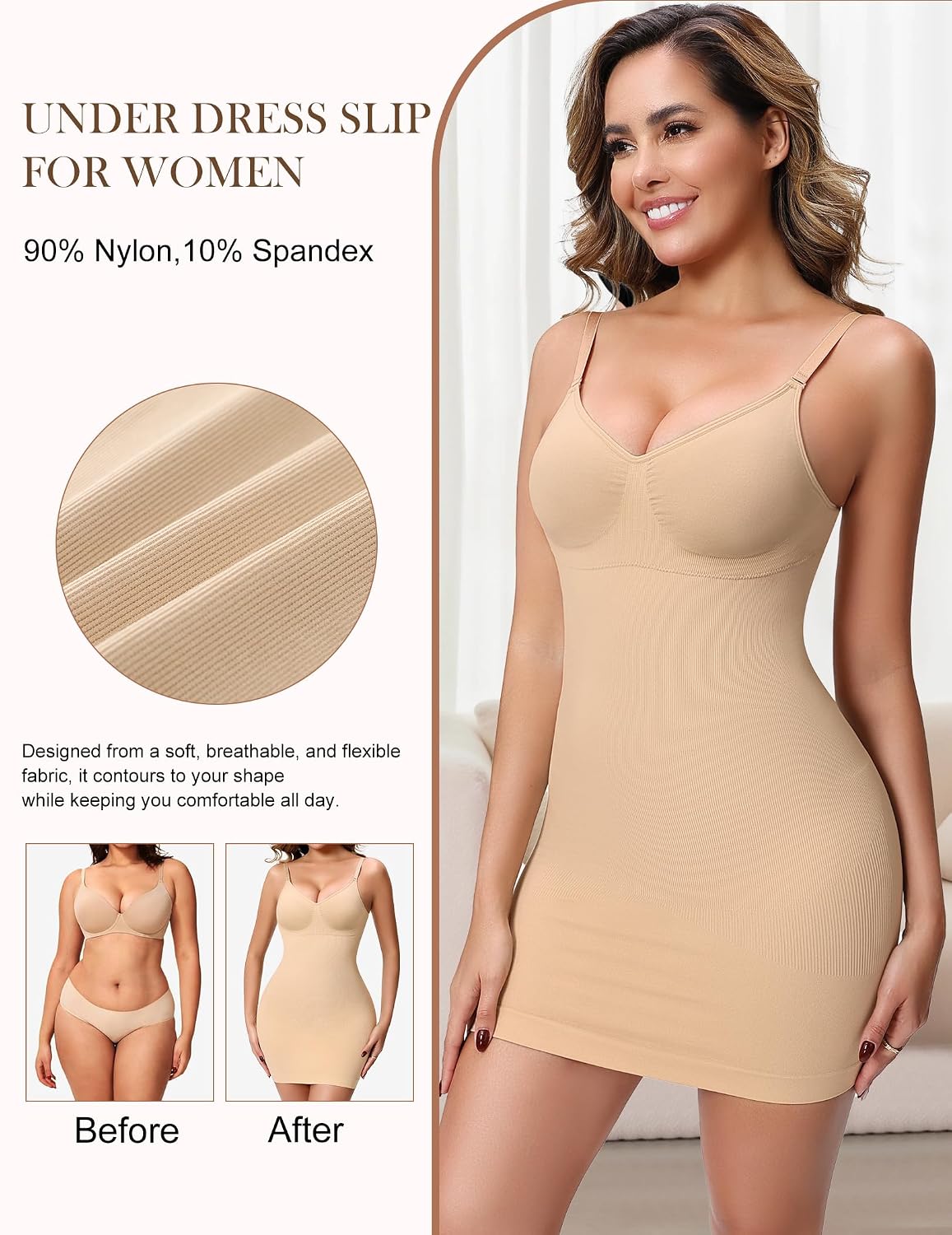 HEPOE V-Neck Tummy Control Shapewear Slip — image 6