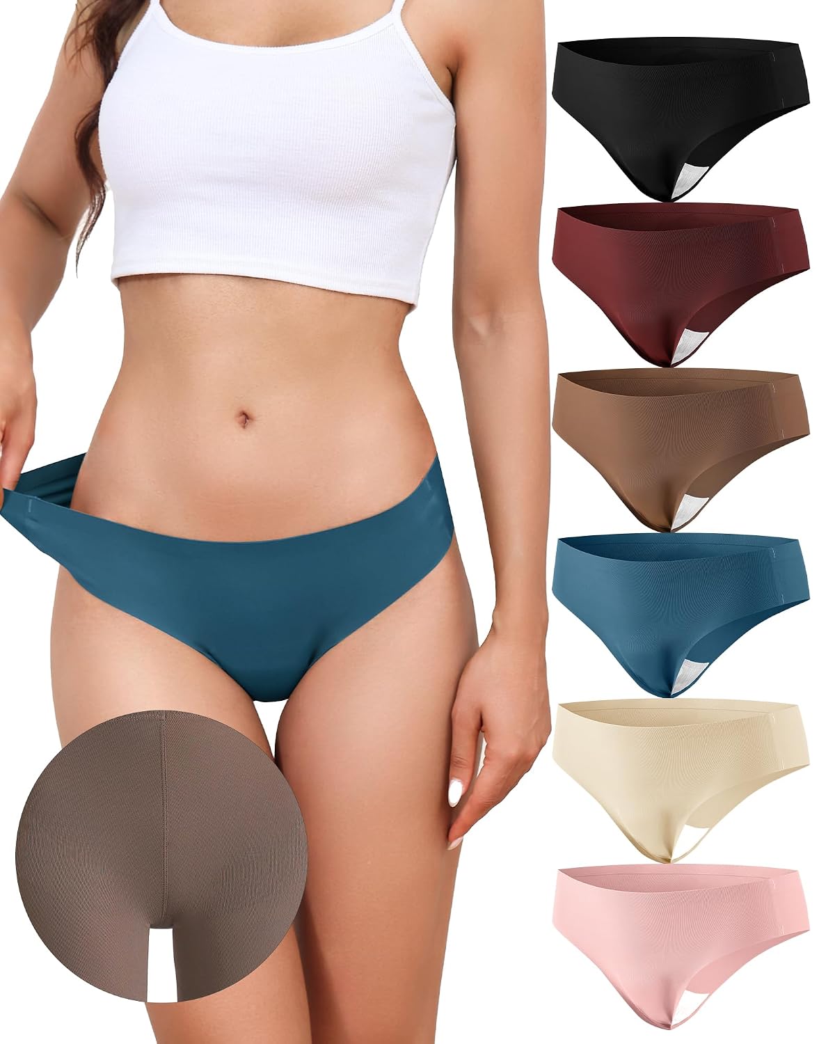 LEVAO 6-Pack Seamless Thong Underwear