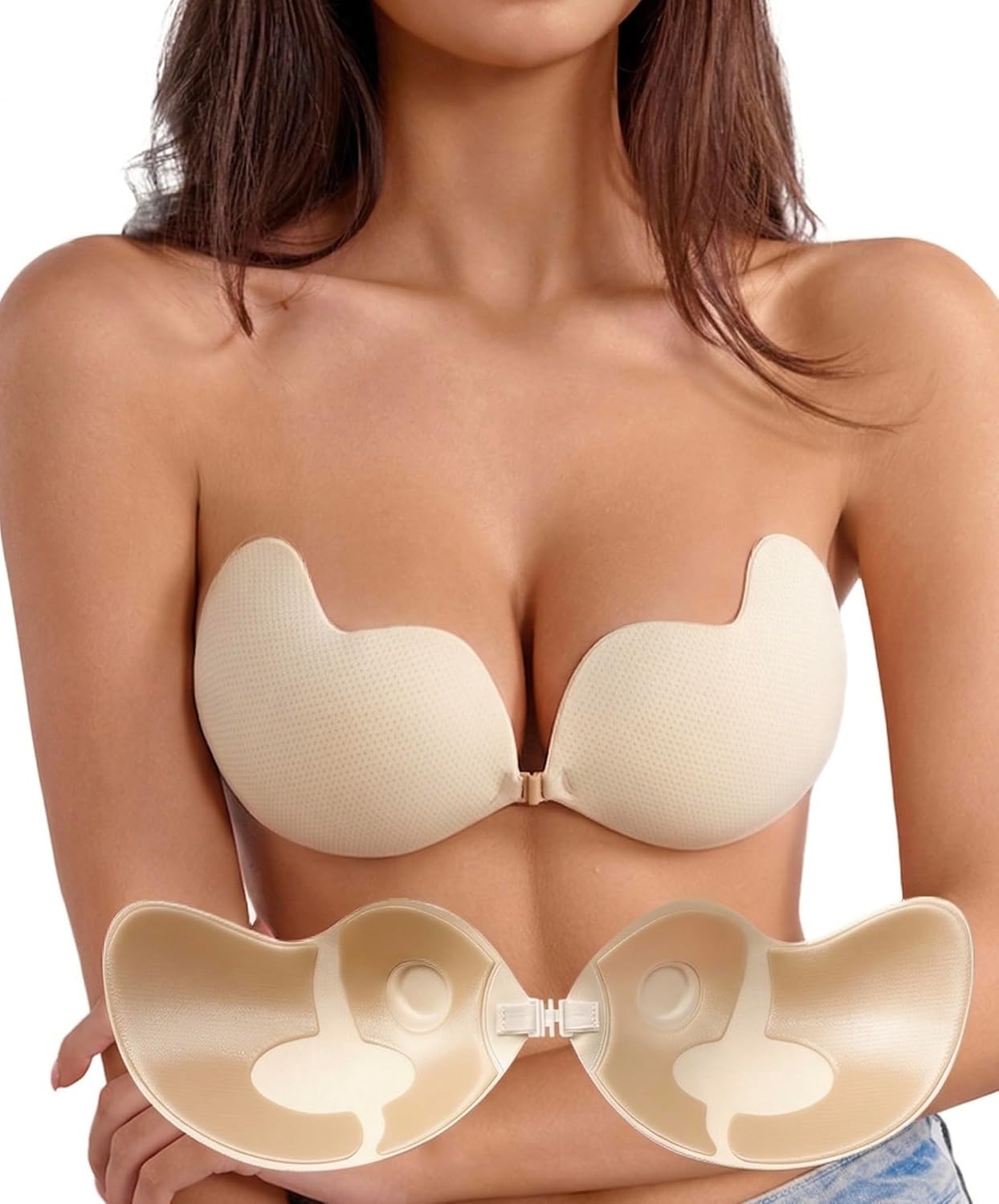 Rosefly Breathable Mesh Sticky Push Up Bra
