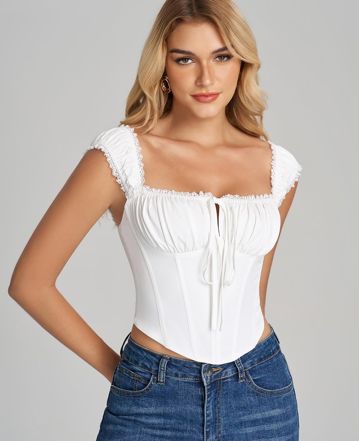 GLNEGE Women's Lace-Up Corset Bustier Top — image 2