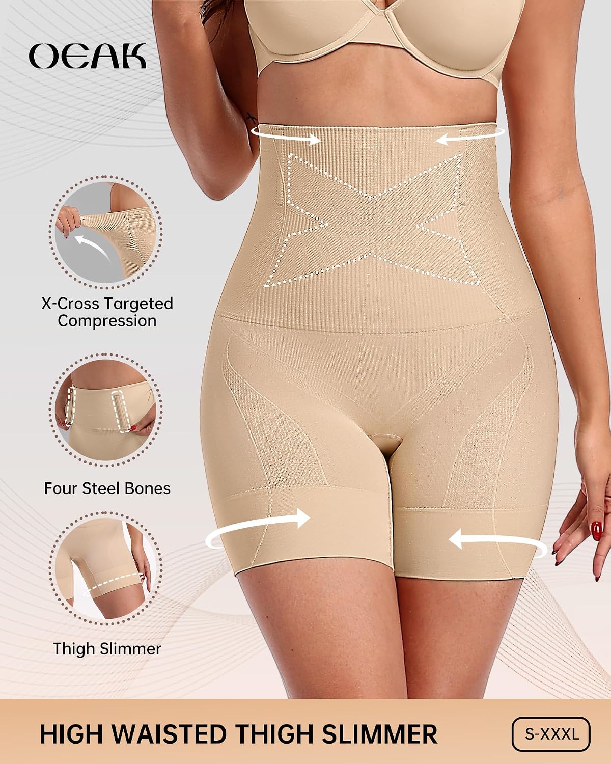 OEAK Women's Tummy Control Shapewear Shorts — image 2
