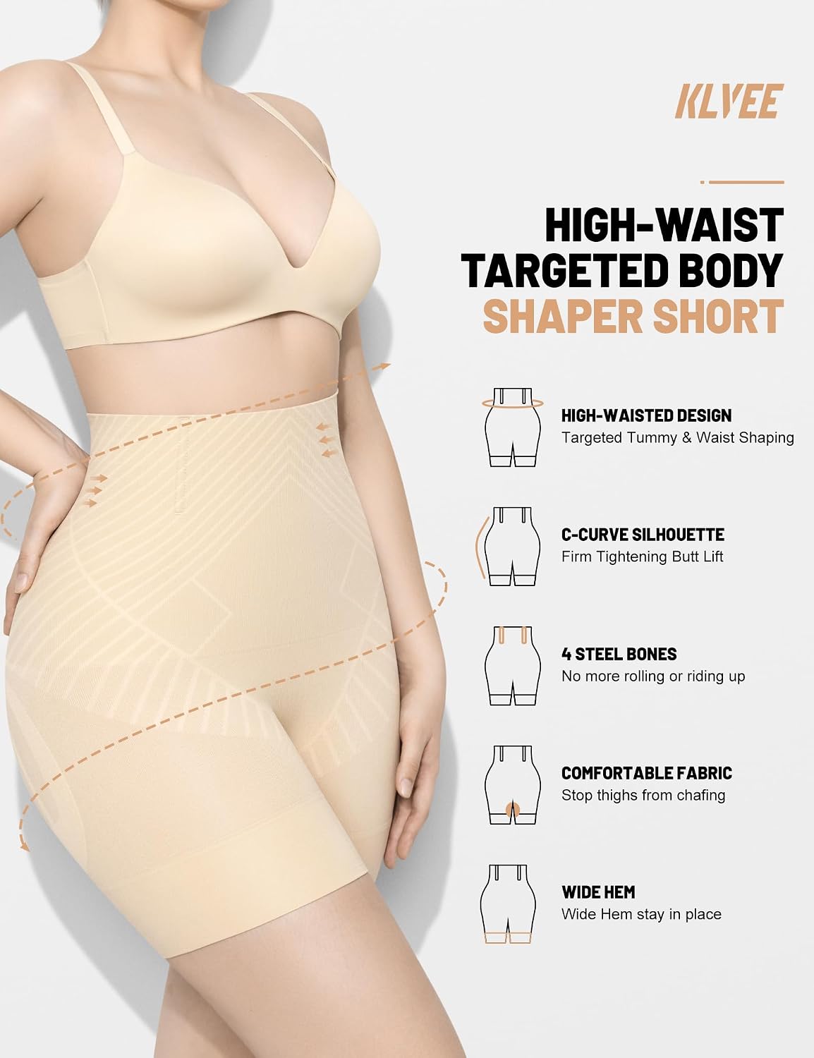 KLVEE High Waisted Tummy Control Shapewear Shorts — image 2