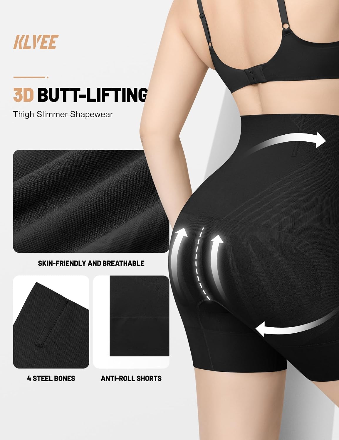KLVEE High Waisted Shapewear Shorts for Women — image 3