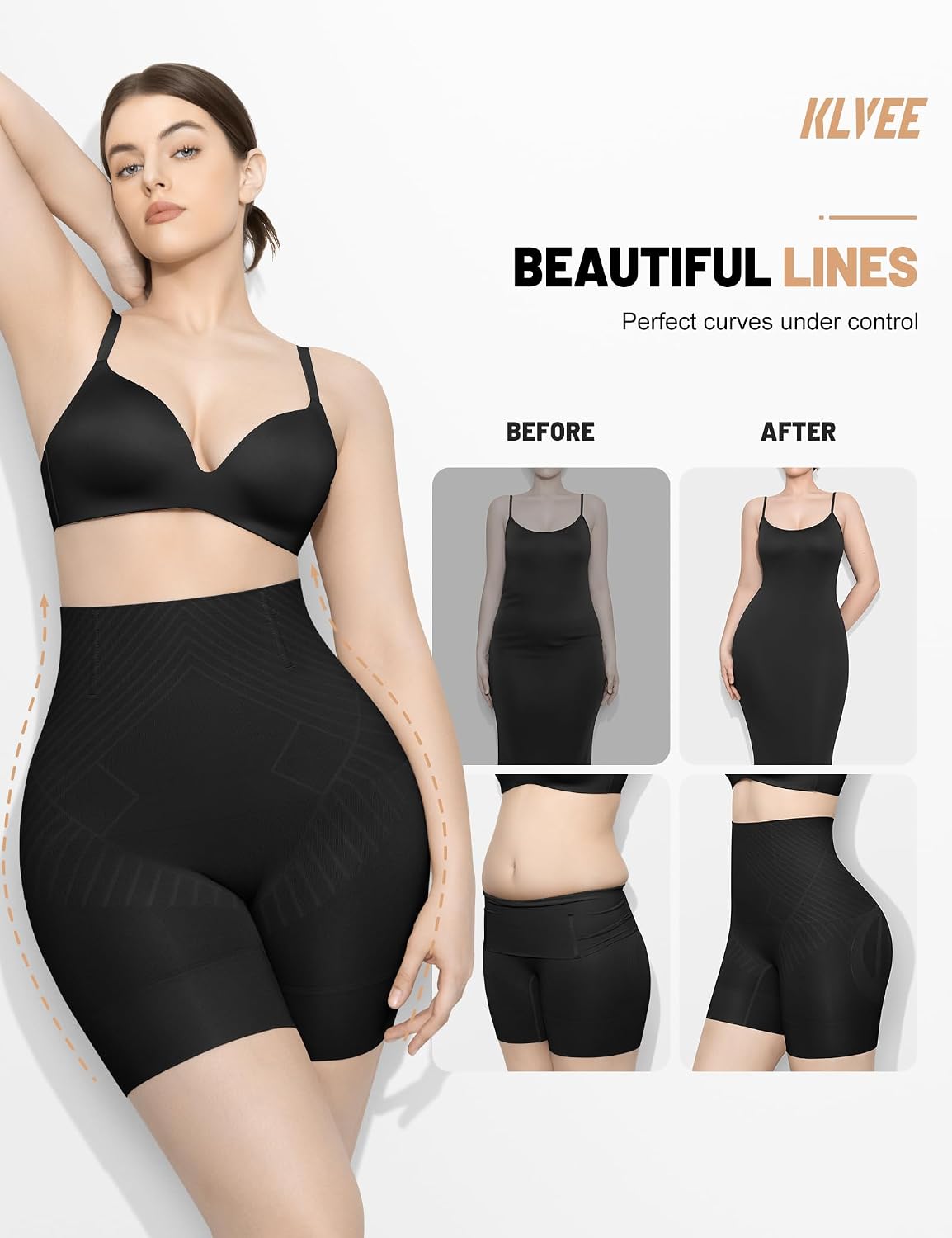 KLVEE High Waisted Shapewear Shorts for Women — image 4