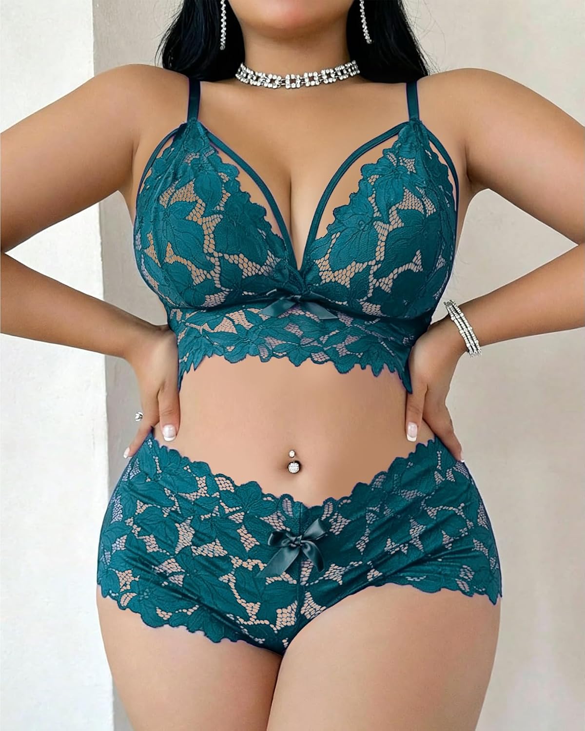 ZGQNBELLE Plus Size Floral Lace Lingerie Set — image 5