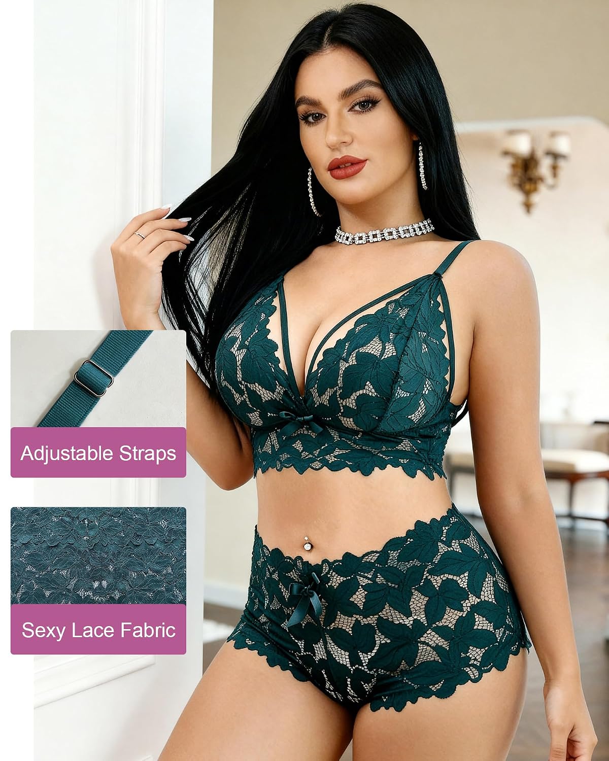ZGQNBELLE Plus Size Floral Lace Lingerie Set — image 6