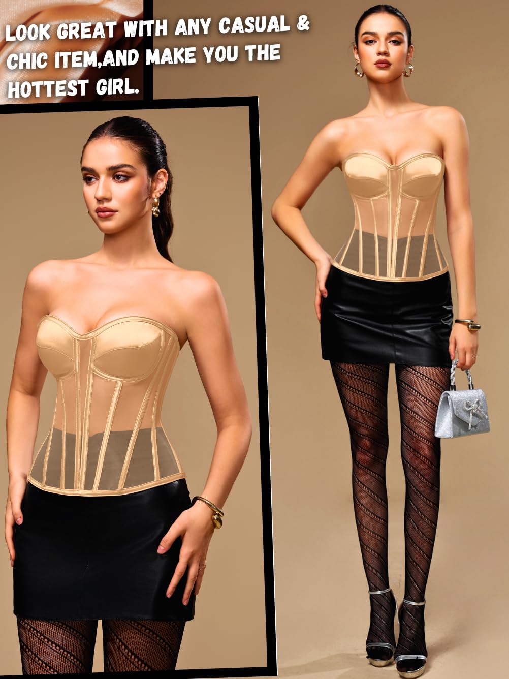 Kaei&Shi Strapless Mesh Corset Bustier — image 4