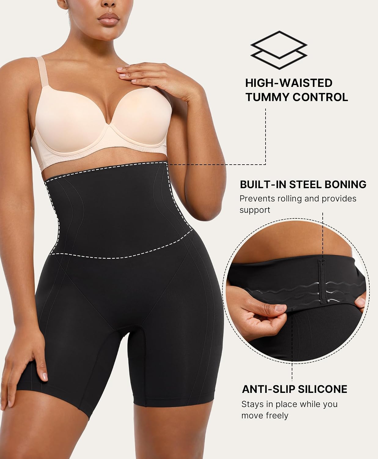 SHAPELLX High Waisted Tummy Control Shapewear Shorts — image 3