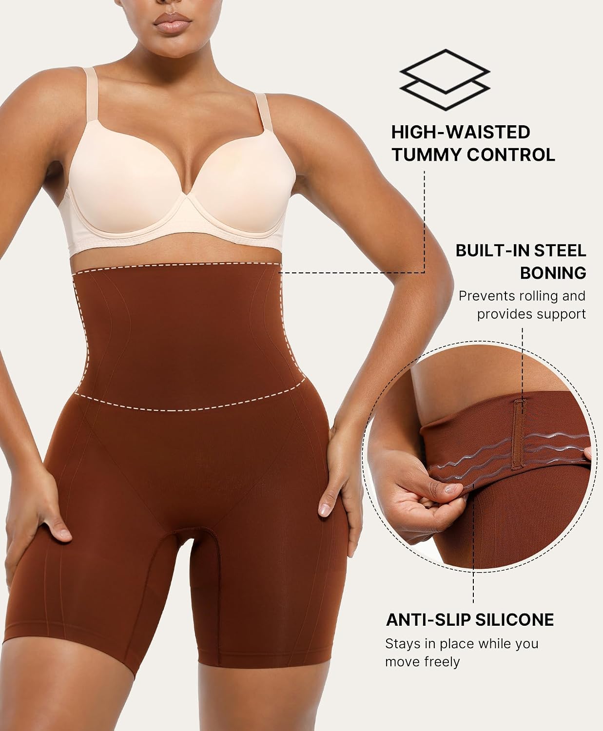SHAPELLX High Waisted Tummy Control Shapewear Shorts — image 3