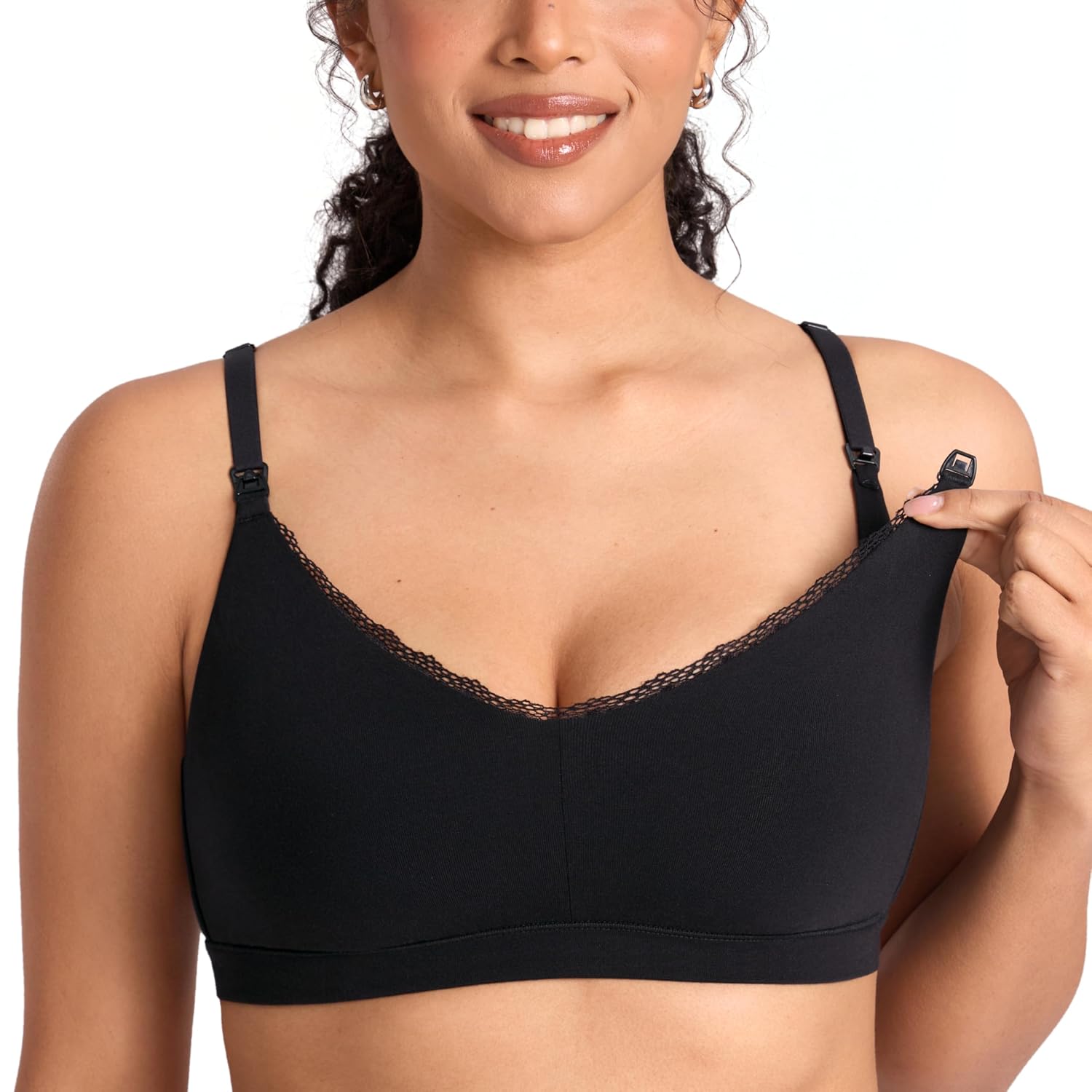 MOMANDA Ultra Soft Lace Nursing Bralette for Moms