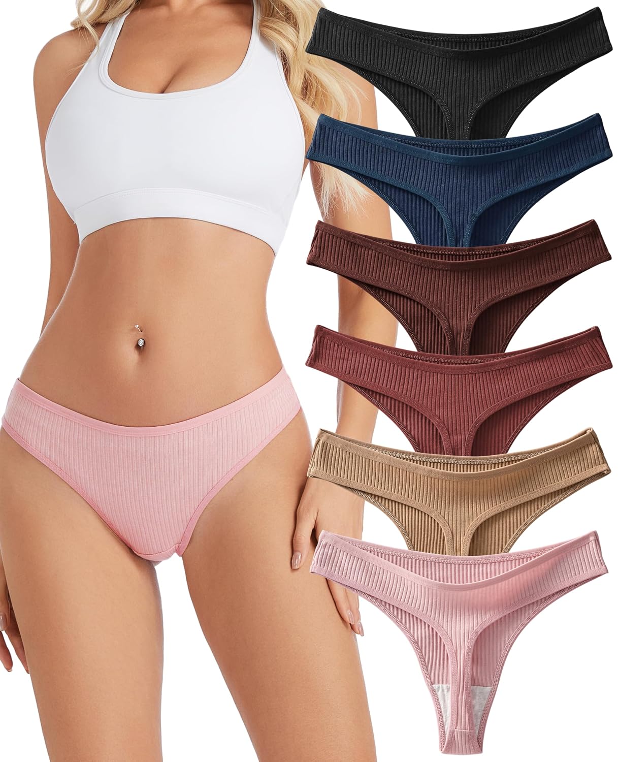 Sunm Boutique No Show Cotton Thongs for Women