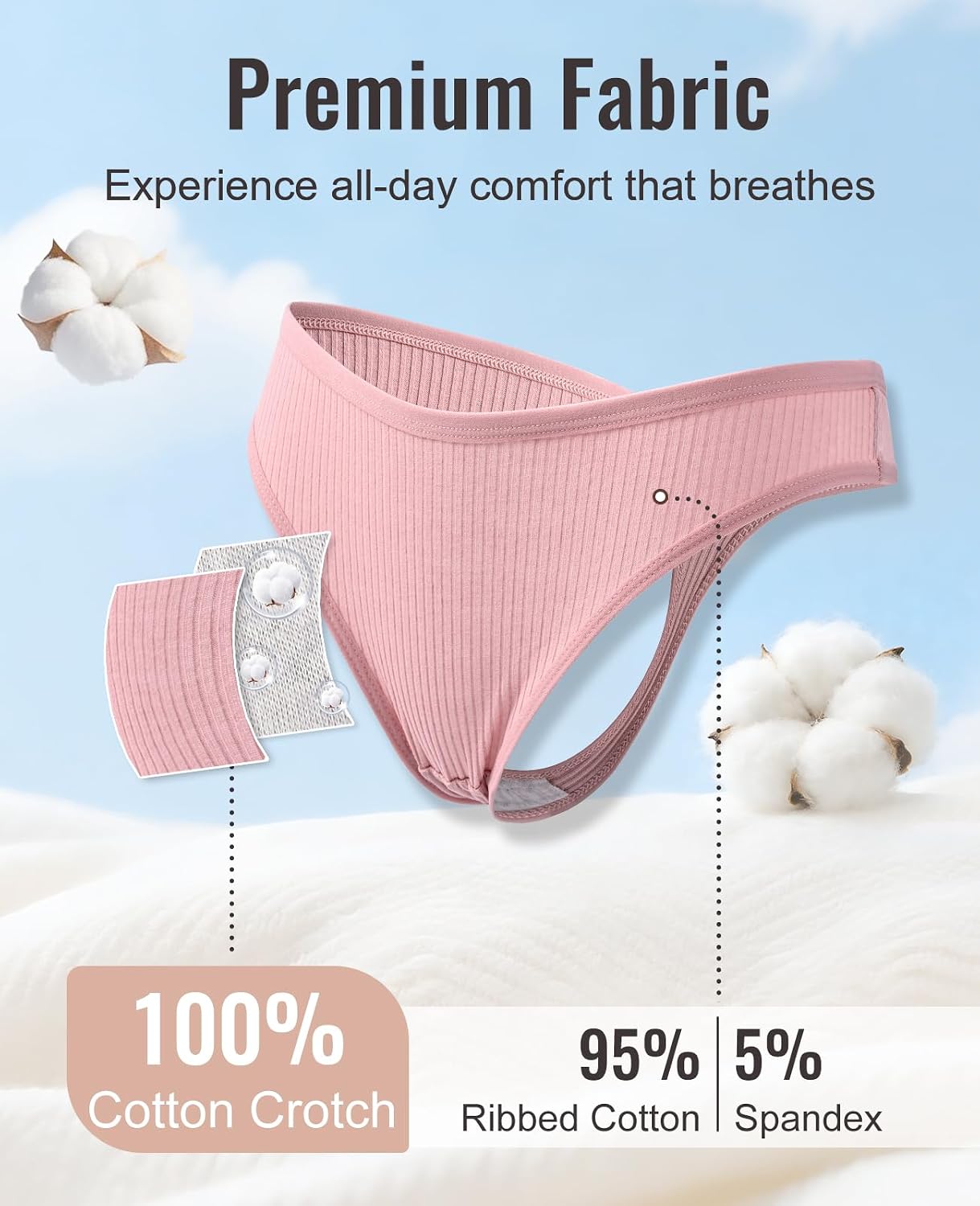 Sunm Boutique No Show Cotton Thongs for Women — image 4