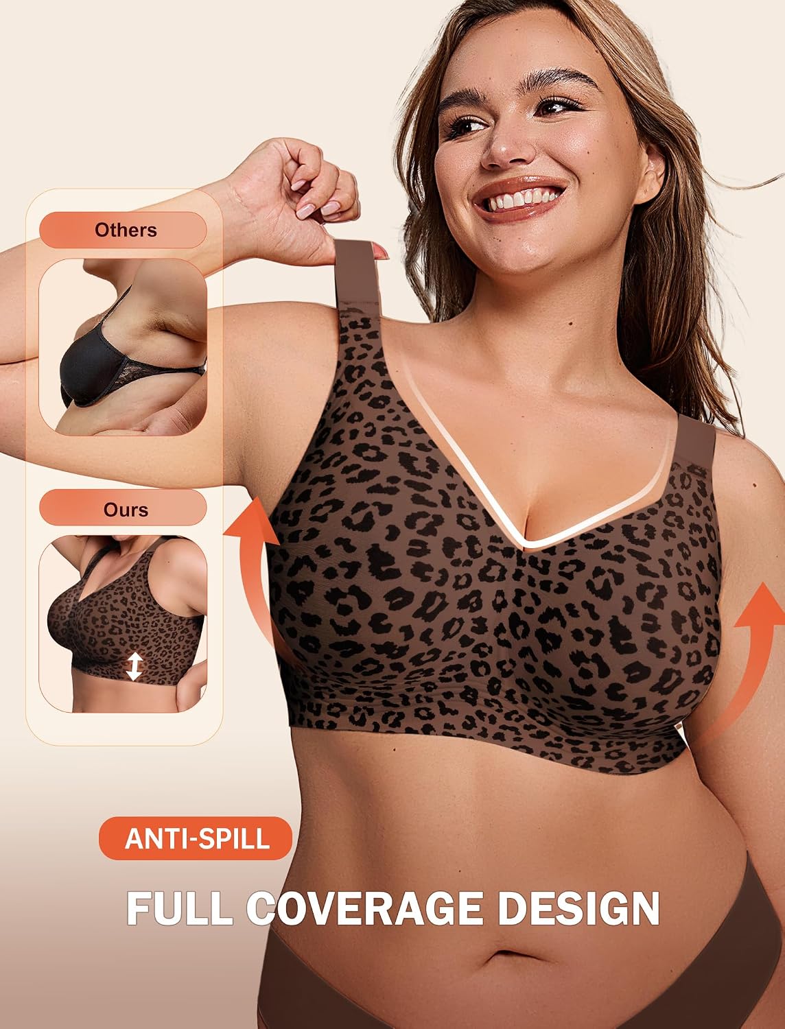Back view of the LetsJoli wirefree push-up bra showing the wide band