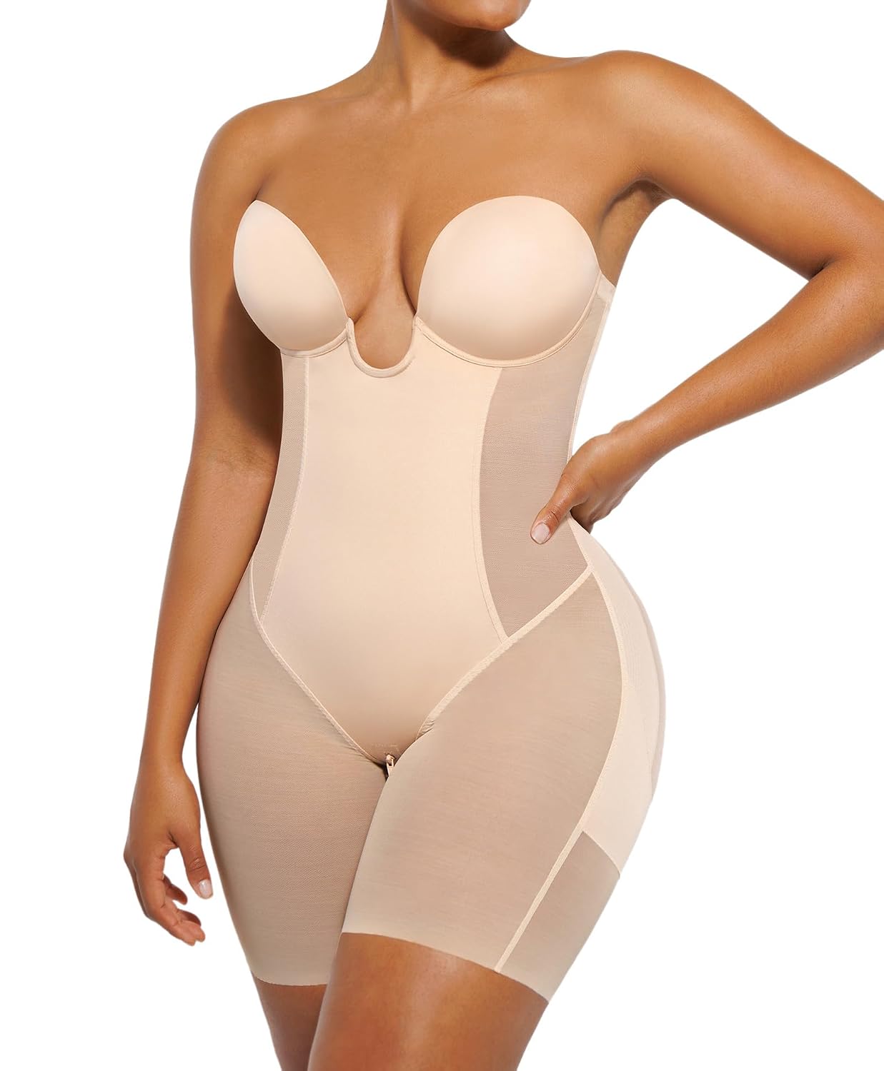 SHAPELLX Strapless Deep Plunge Bodysuit