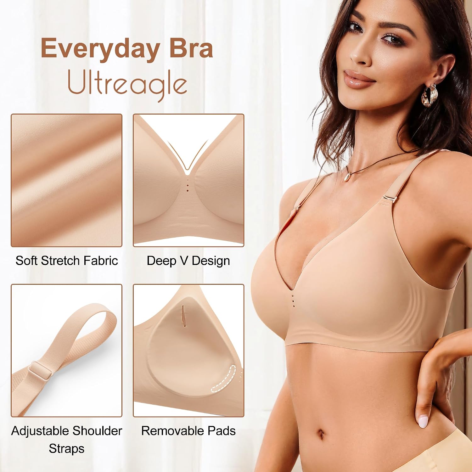 ULTREAGLE Women's Wireless Seamless Jelly Push Up Bra — image 3