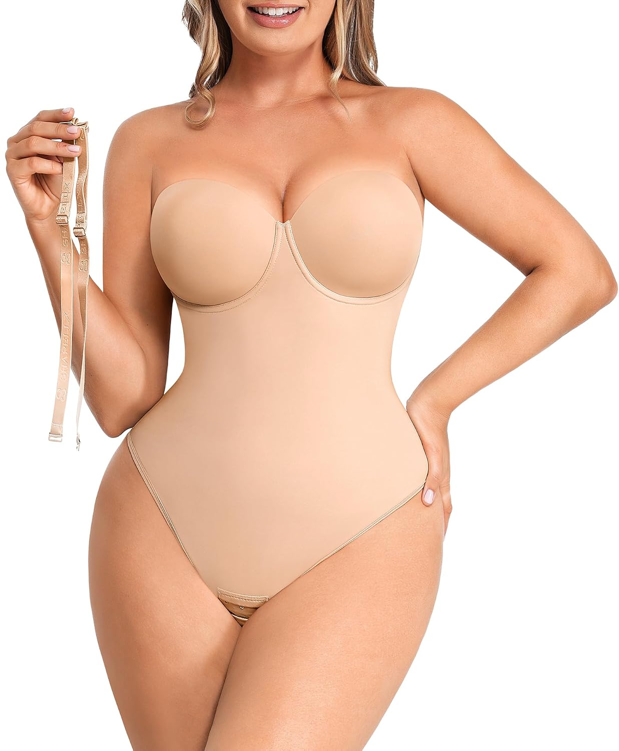 SHAPELLX Strapless Tummy Control Bodysuit