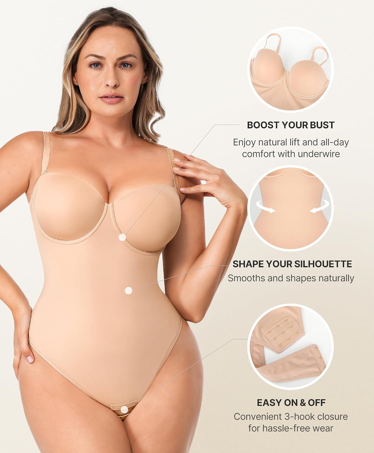 SHAPELLX Strapless Tummy Control Bodysuit — image 3