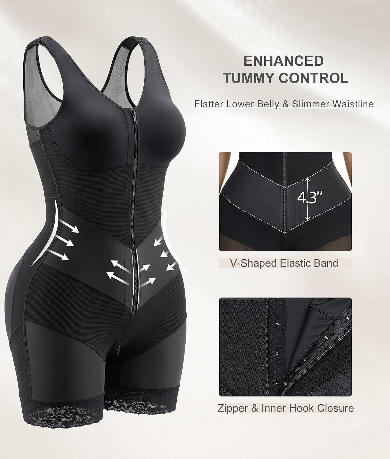 SHAPERX V-Shaped Fajas Colombianas Tummy Control Body Shaper — image 3