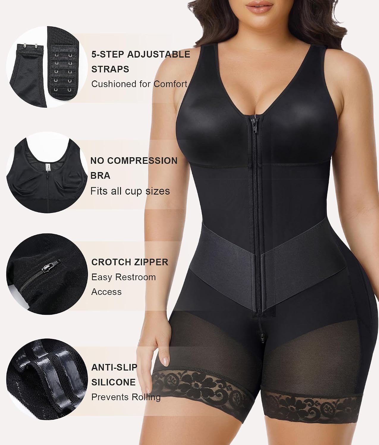SHAPERX V-Shaped Fajas Colombianas Tummy Control Body Shaper — image 4