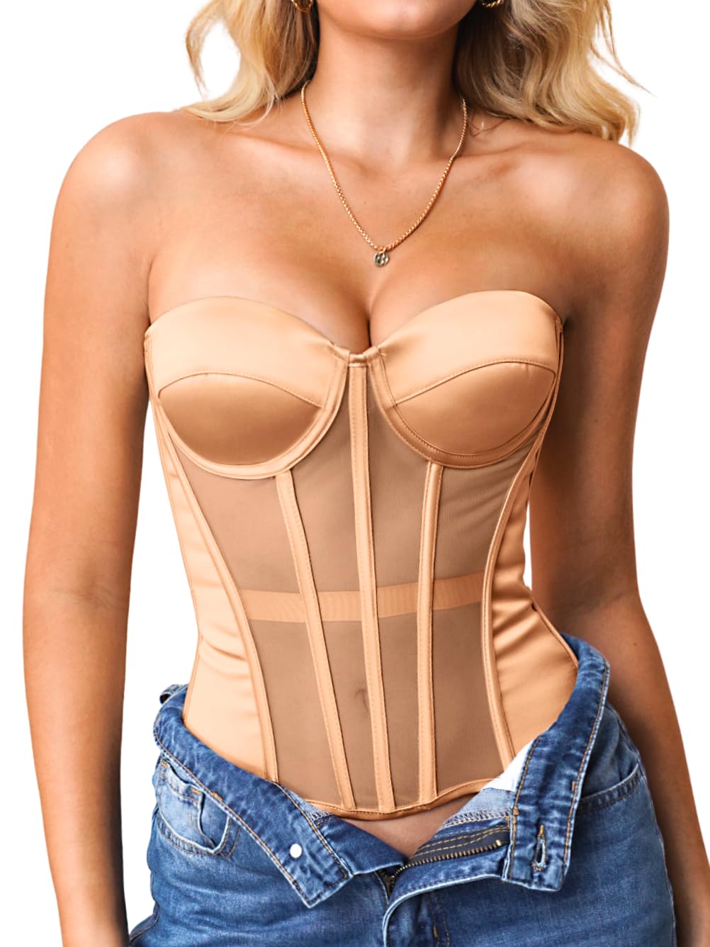 Kaei&Shi Strapless Corset Bustier with Underwire