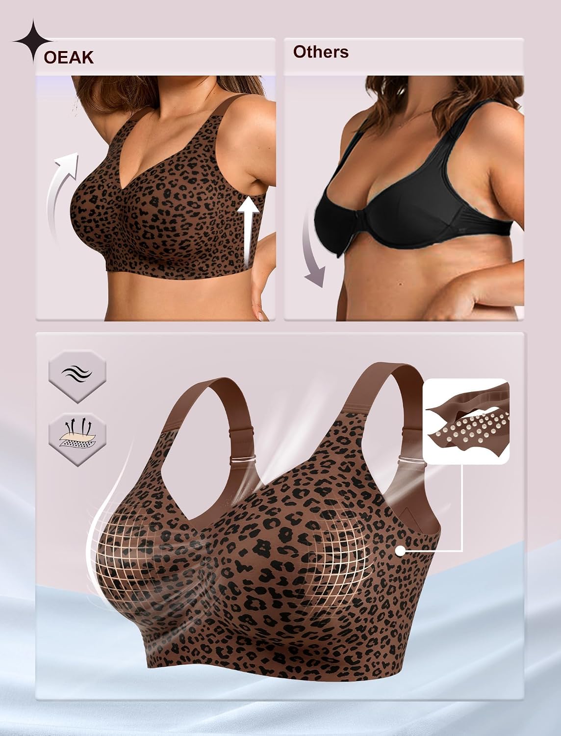 OEAK Wireless Gel Push-Up Bra Plus Size — image 4