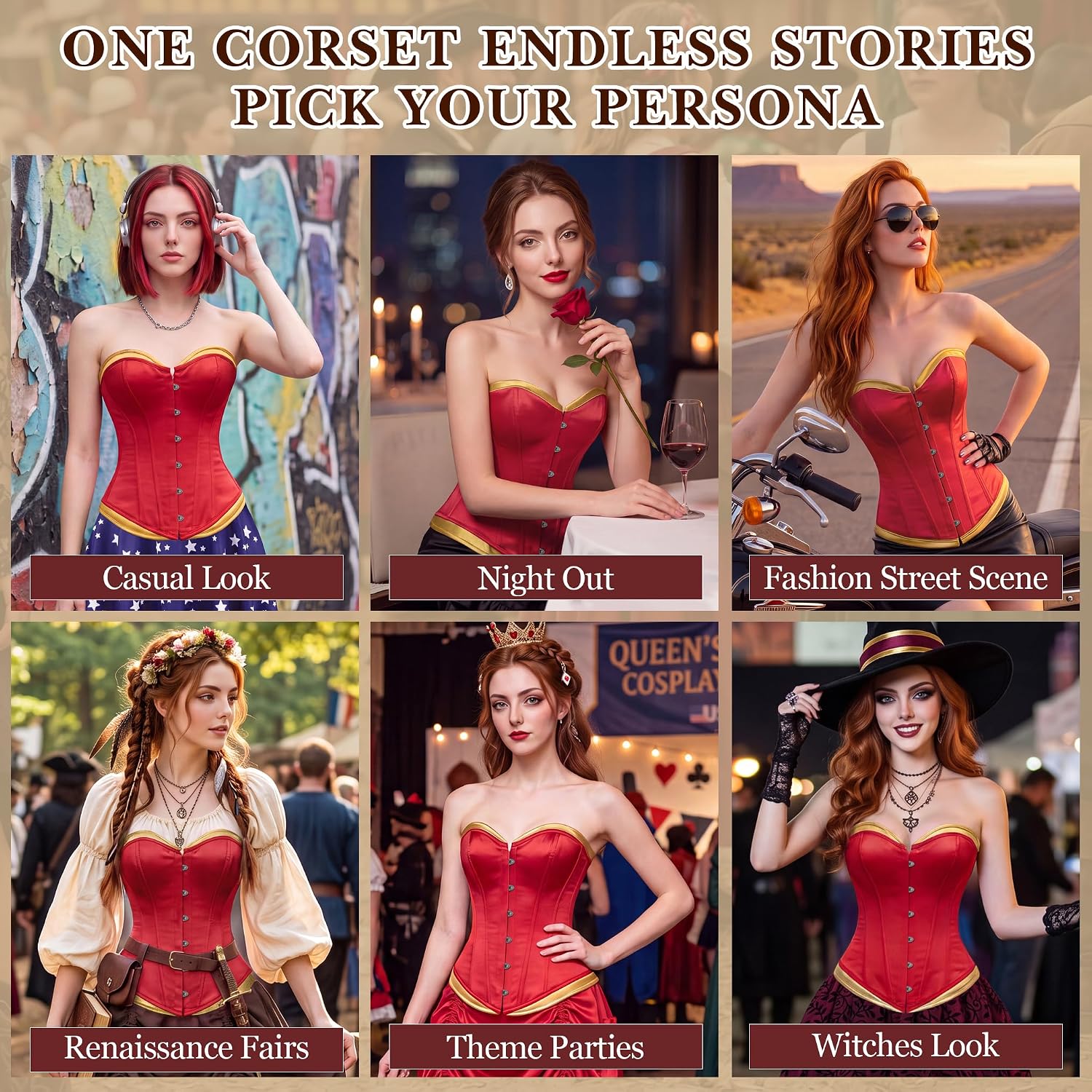 Zhitunemi Women's Satin Overbust Corset Top — image 5