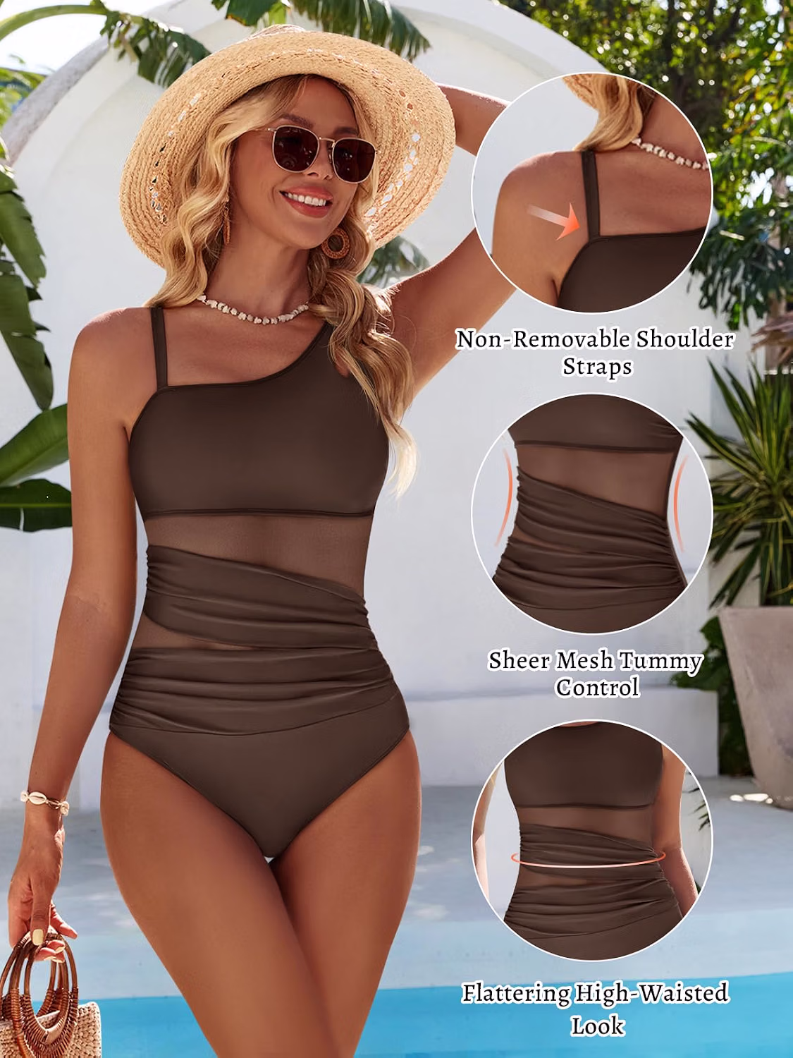 Dridreo Mesh Cutout Tummy Control Swimsuit — image 5