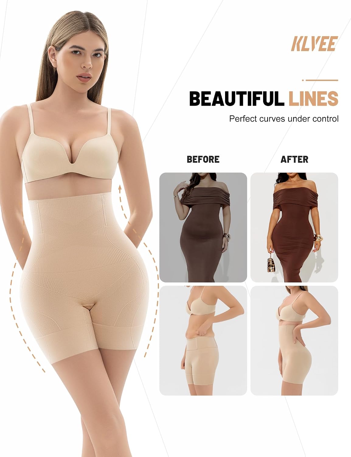 KLVEE High Waisted Butt Lifting Shapewear Shorts — image 4