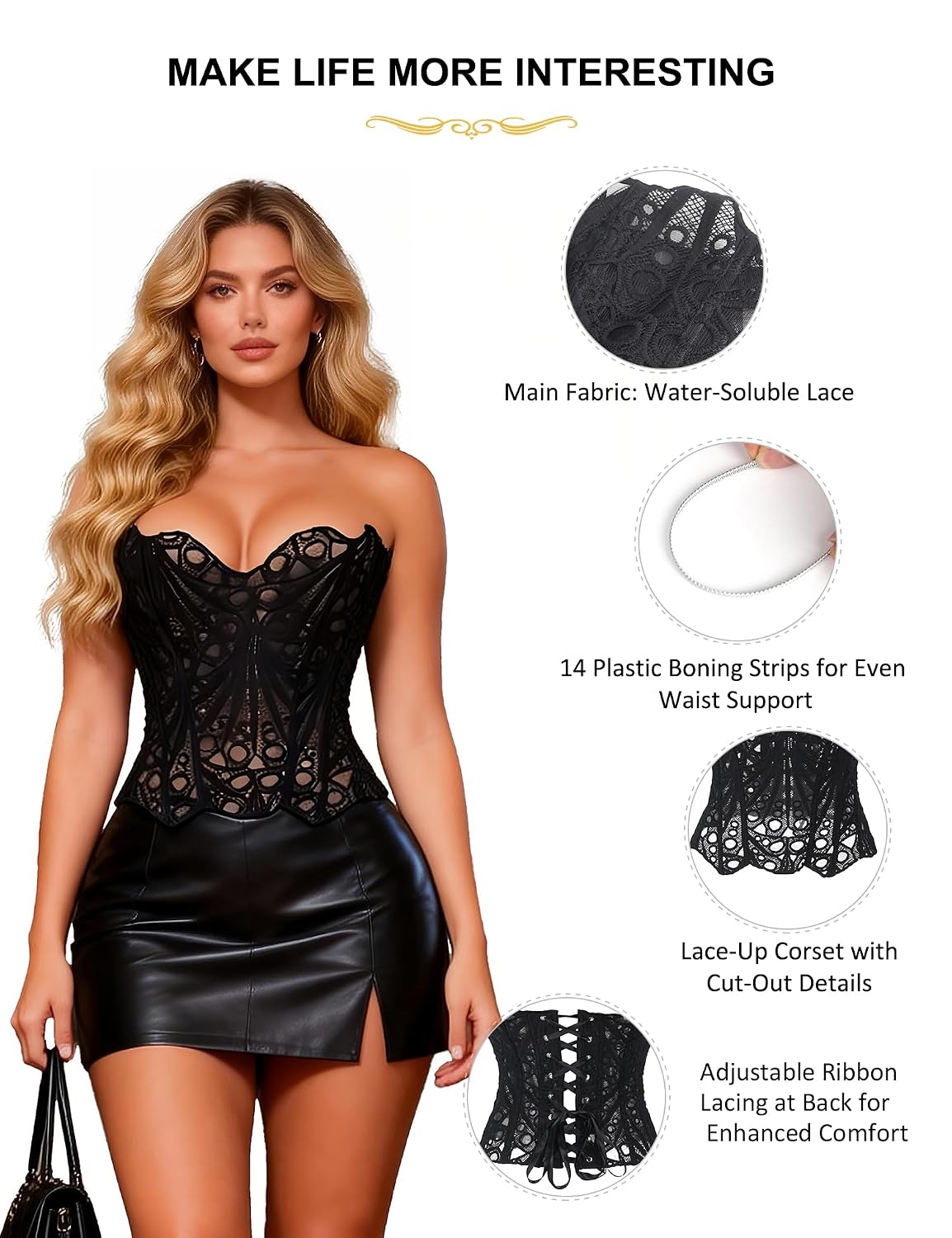 Comeondear Black Lace Bustier Corset Top — image 6