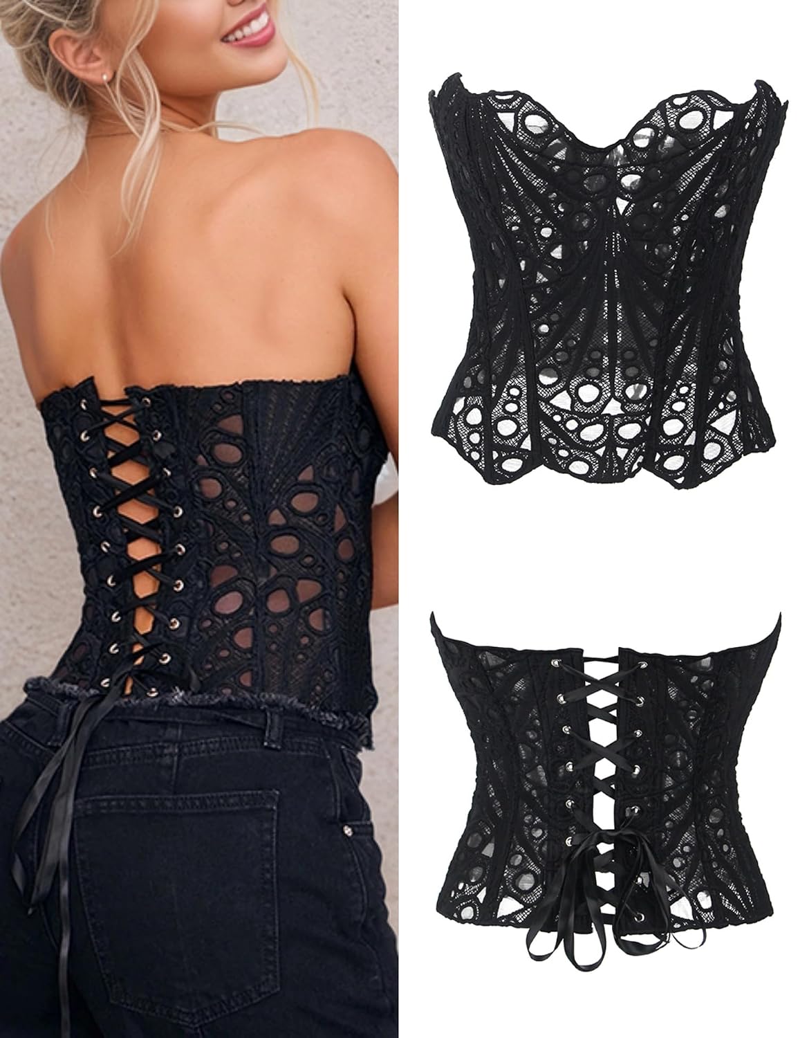 Comeondear Black Lace Bustier Corset Top — image 8