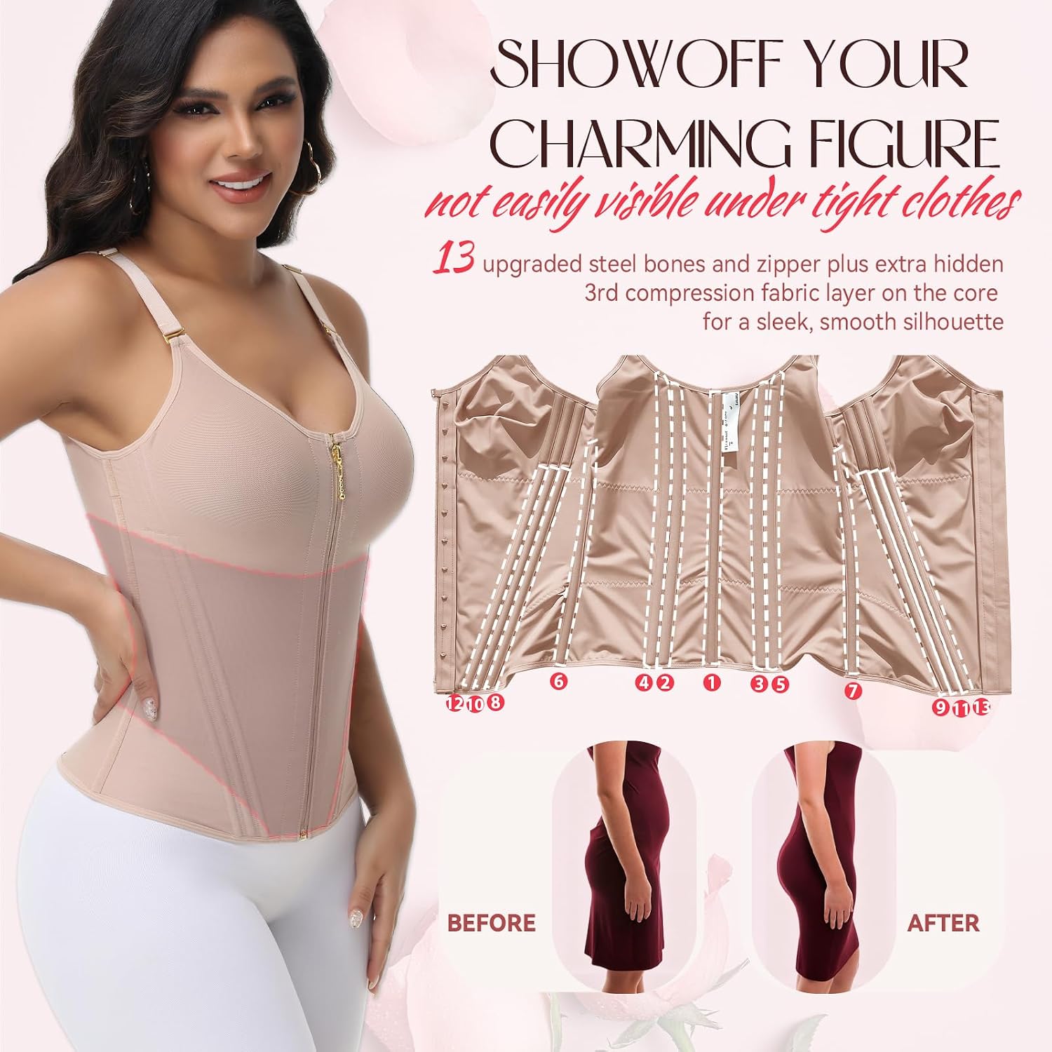 SHAPSHE Breathable Steel Boned Waist Trainer — image 3